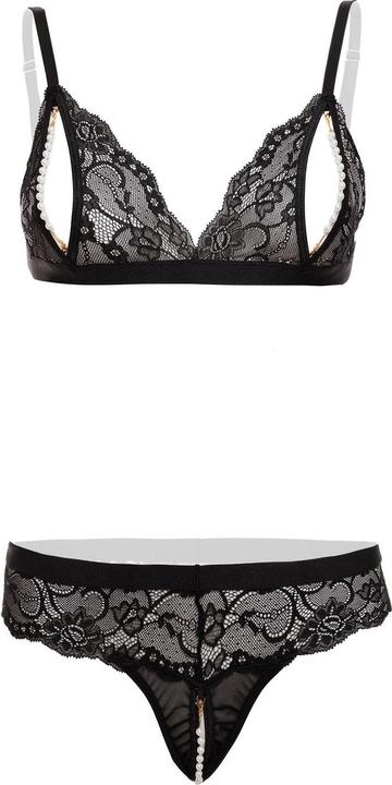 Image du produit Christine Le Duc Ensemble soutien-gorge en perles et dentelle Mea - Noir (S/M)