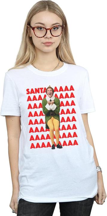 Actual product image Elf Womens/Ladies Buddy Santa Scream Cotton Boyfriend T-Shirt (3XL)