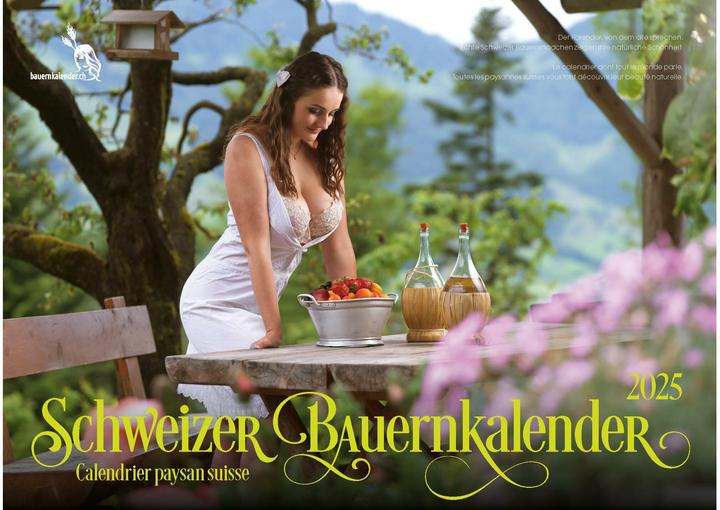 Actual product image Swiss Farmers' Calendar Girls 2025 (56 x 40 cm, No binding, Italian, English, German, French)