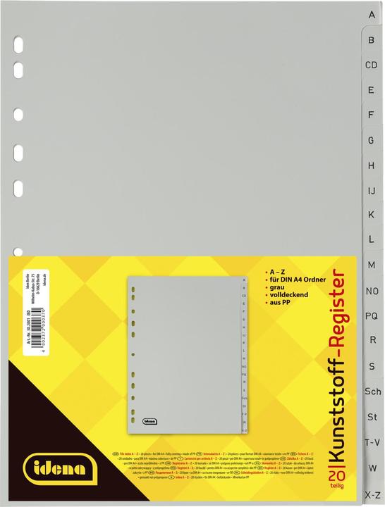 Image du produit Idena Répertoire en plastique A4 A à Z 20 pièces