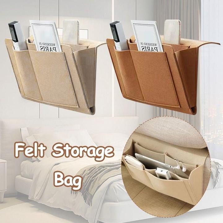 Actual product image Alopini 1pc Felt Bedside Storage Bag Bag Hanging Storage Organiser Bed Holder Bags
