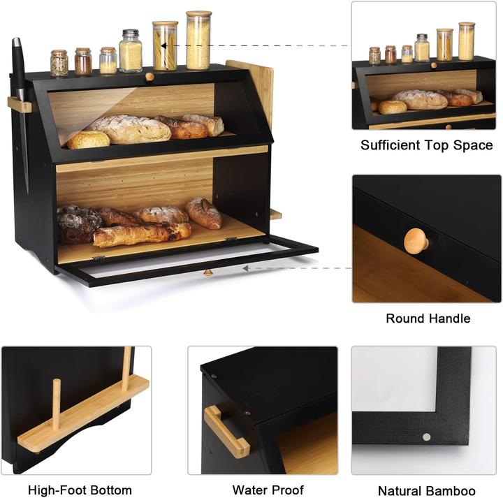 Immagine prodotto Leader Accessories 2-stöckiger Brotkasten mit Schneidebrett