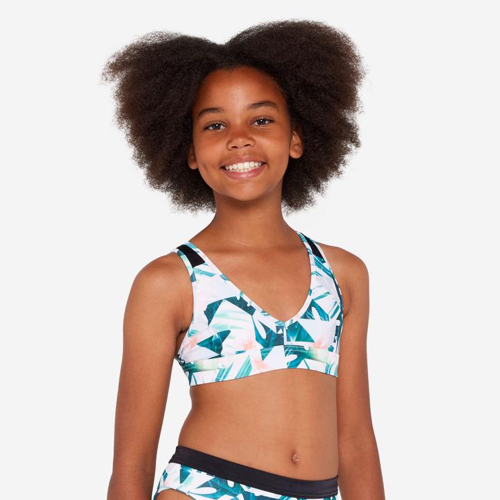 Image du produit Olaian Haut de maillot de bain triangle fleuri surf Fille - Lily blanc (140)