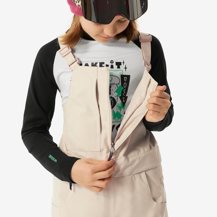 Actual product image Wedze Snowboard trousers dungarees kids piste - 500 white (116)