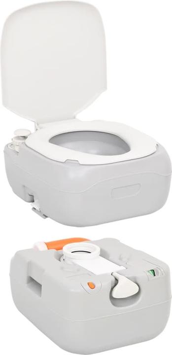 Produktbild VidaXL Camping-Toilette Tragbar Grau und Weiss 22+12 L HDPE