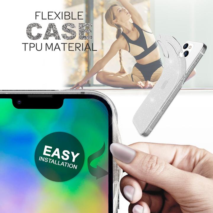 Actual product image Nalia Clear glitter silicone cover (Apple iPhone 14)