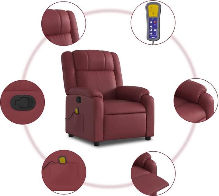 Produktbild VidaXL Massagesessel Weinrot Kunstleder,Farbe: Weinrot,Material