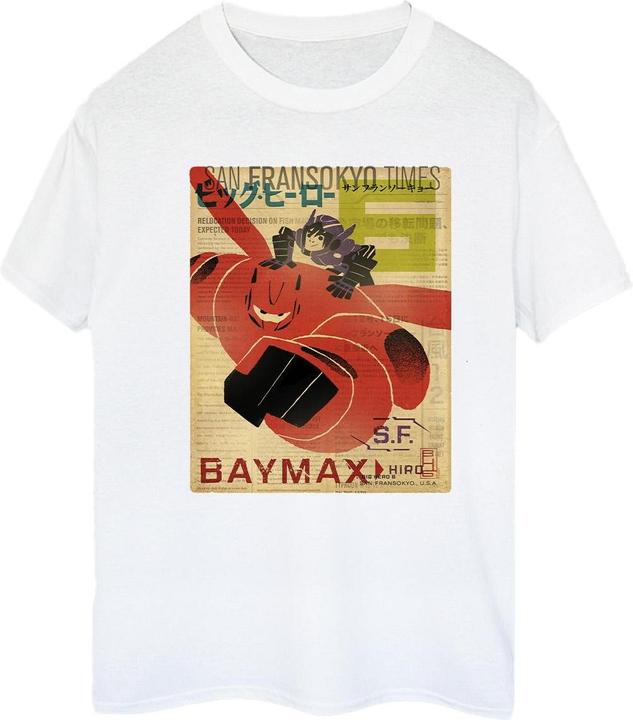 Immagine prodotto Disney Big Hero 6 Baymax Flying Baymax Newspaper Maglietta Ampia Donna (L)