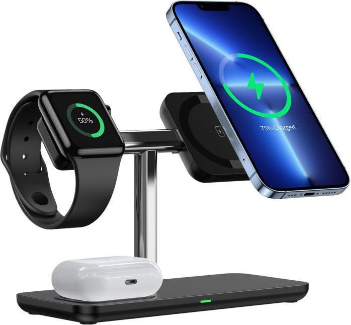Produktbild Duzzona W6 3-in-1 Wireless Charger Stand - Schwarz (15 W)