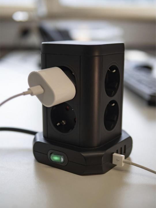 Actual product image Brennenstuhl Socket tower (8 x, CEE 7/3, USB-A, 2 m)