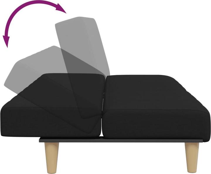 Image du produit VidaXL Canapé-lit 2 places avec repose-pieds Canapé-lit Lit de jour Noir Tissu