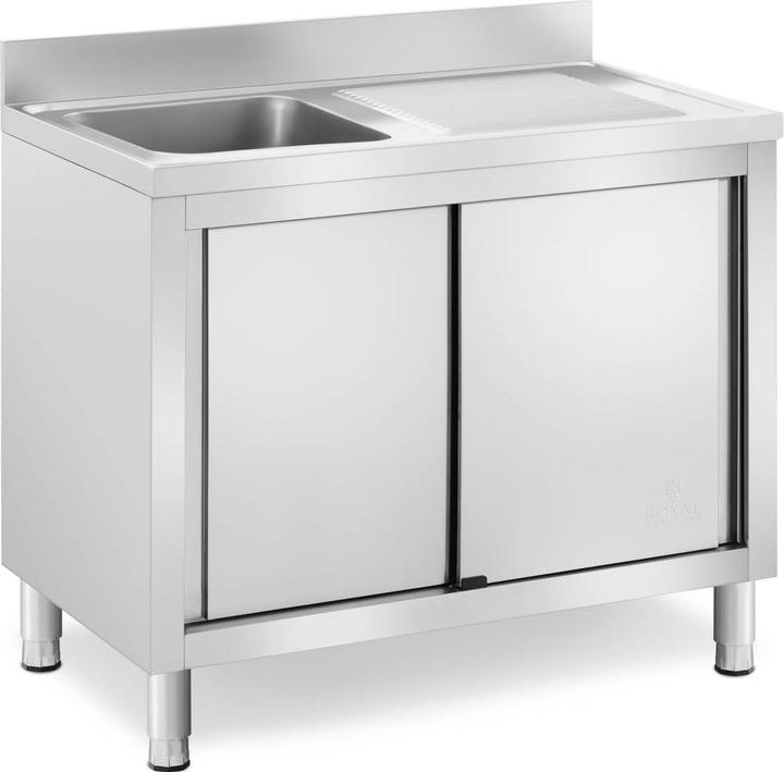 Actual product image Royal Catering Commercial Kitchen Sink Unit - 1 basin - - Stainless steel - 400 x 400 x 240 mm (Sink accessories, 24 cm, 60 cm)