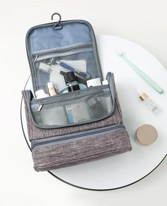 Produktbild Only-Bags.Store Necessaries Hanging Make Up Bag Travel Organizer Kosmetiktaschen Wash Toiletry Bag, grau