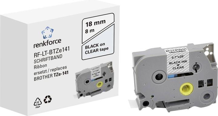Renkforce Schriftband RF-LT-BTZe141 Kompatibel ersetzt Brother TZe-141 18 mm B (1.80 cm, Transparent)