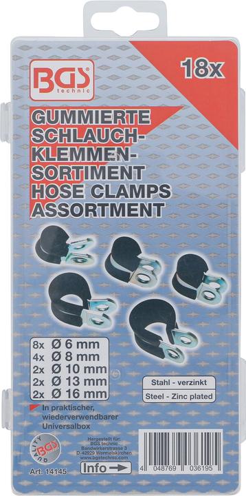 Actual product image BGS Gummierte Schlauchklemmen-Sortiment Ø 6 - 16 mm 18-tlg.