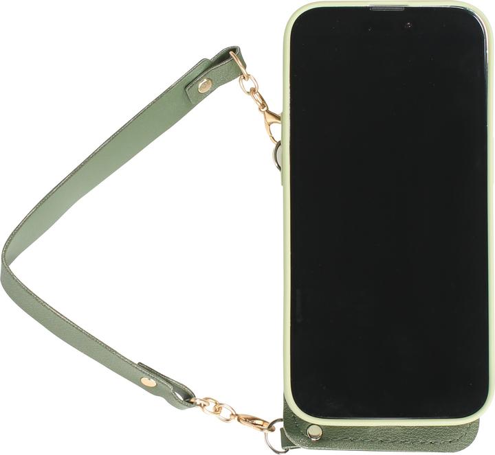 Produktbild PhoneLook Hülle Soft-Touch-Silikon mit Karten- oder Geldfach aus Leder und integriertem Lanyard (Apple iPhone 14 Pro Max)