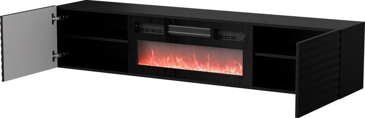 Actual product image Cama RTV cabinet TULA 183x35x37 black matt + black fireplace (183 x 35 x 37 cm)