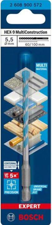 Immagine prodotto Bosch Professional Zubehör Trapano multi-costruzione EXPERT HEX-9, 5,5 x 60 x 100 mm (5,50 millimetri)