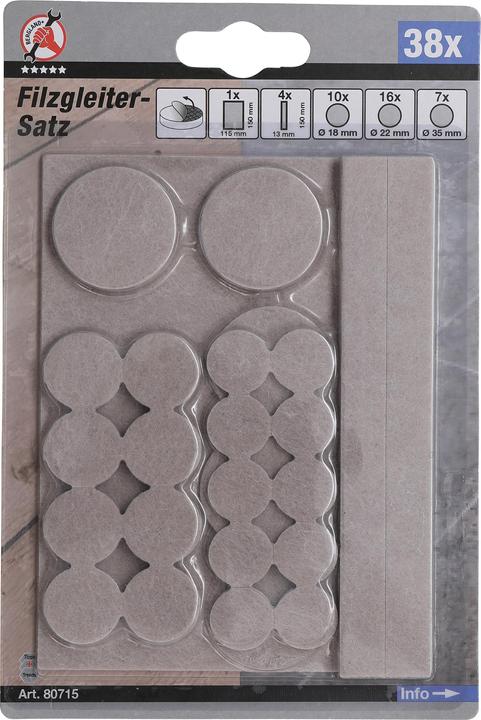 Productafbeelding BGS Vilten glijderset | beige | 38 st. (Vilten glijders, 1 Stuk)