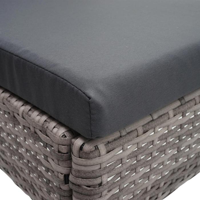 Produktbild Swisshandel24 Poly-Rattan Garnitur, Sitzgruppe Balkon-/Lounge-Set, 4xStuhl+Tisch, 120x75cm - grau, Kissen dunkelgr (120 cm)