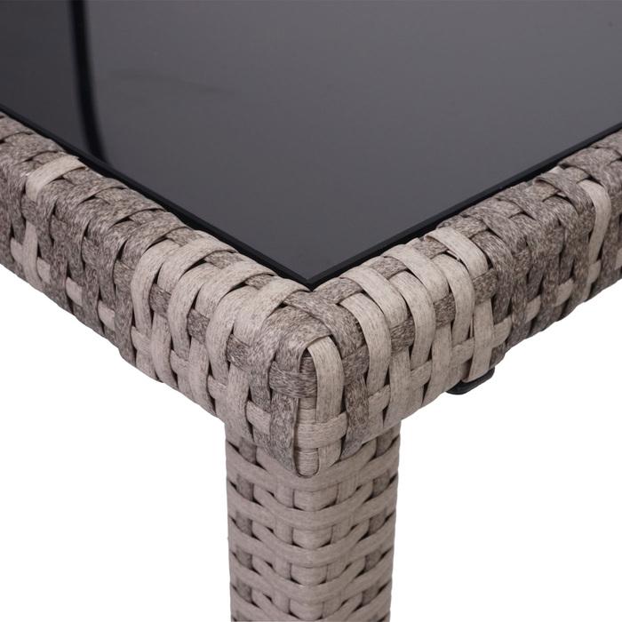 Produktbild Swisshandel24 Poly-Rattan Garnitur, Sitzgruppe Balkon-/Lounge-Set, 4xStuhl+Tisch, 120x75cm - grau, Kissen dunkelgr (120 cm)
