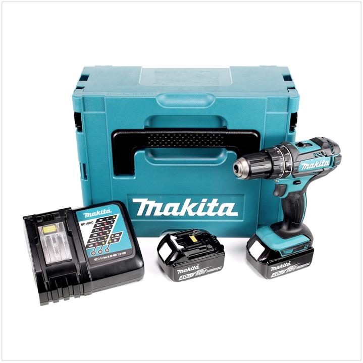 Produktbild Makita DHP 482 RMJ Akku Schlagbohrschrauber 18V 62Nm im Makpac + 2x 4,0 Ah Akku + Ladegerät (Akkubetrieb)