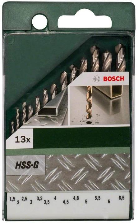 Immagine prodotto Bosch Professional Zubehör Set di punte per metallo da 13 pezzi HSS-G, DIN 338 (4 mm, 4,5 mm, 5 mm, 3 mm, 3,5 mm, 5,5 mm, 6 mm, 6,5 mm, 1,5 mm, 2 mm, 2,5 mm)