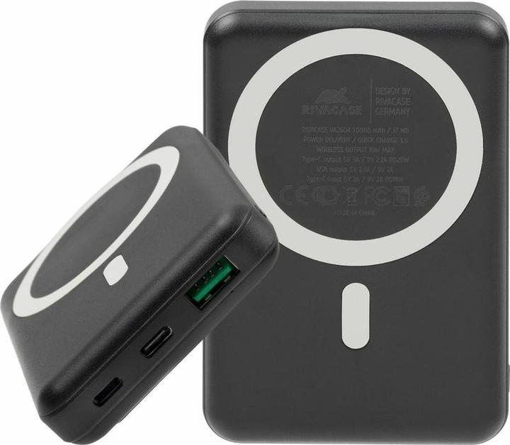 Image du produit Rivacase VA2604 Wireless Powerbank Magsafe Qi 15W, batterie externe avec QC/PD 20W 10000 mAh charge rapide (10000 mAh, 20 W, 18.50 Wh)