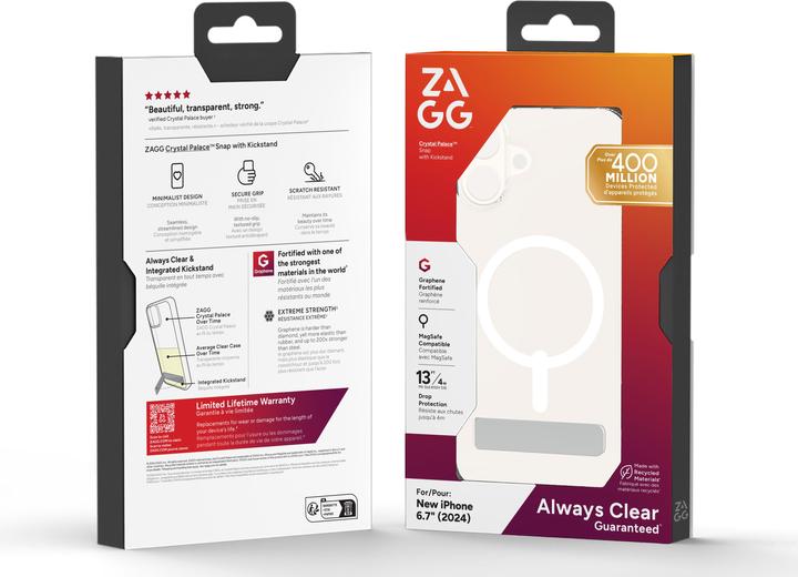 Actual product image Zagg Crystal Palace Snap w/Kickstand (Apple iPhone 16 Plus)