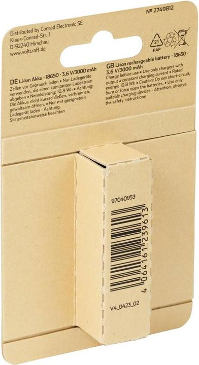 Produktbild Voltcraft VC-Li 3,6-3000 Spezial-Akku 18650 Li-Ion 3.6 V 3000 mAh (3.60 V, 3000 mAh)
