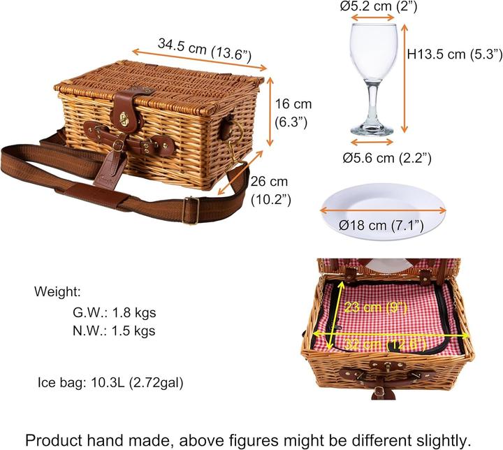 Immagine prodotto EGenuss Picknickkorb-Set für 2 Personen mit Kühlfach