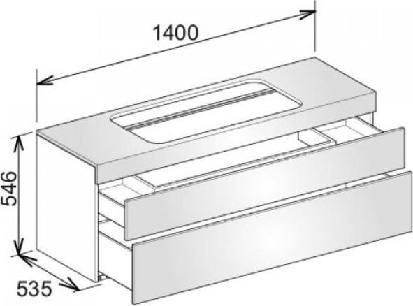 Produktbild Keuco Waschtischunterbau EDITION 400 1400x546x535mm o HL-Boh we h Glas ca kl (140 x 53.5 x 54.5 cm)