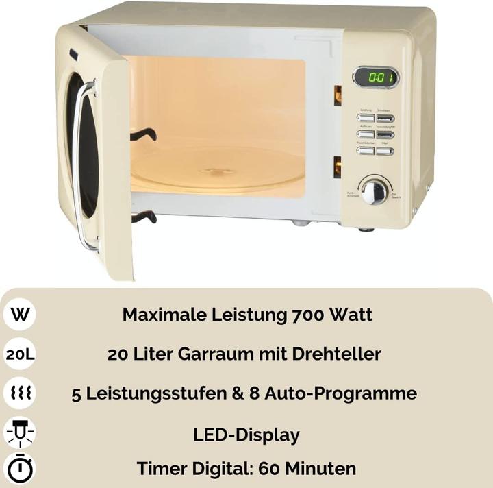 Actual product image Wolkenstein Microwave WMW720 SC Cream WxHxD 45.1 x 25.6 x 36.1 cm (20 l)