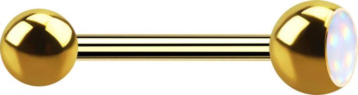 Produktbild Star Piercing Barbell vergoldet mit Kugel und Kugel Epoxidstein weiss (ohne Messing, Chirurgenstahl 316L)