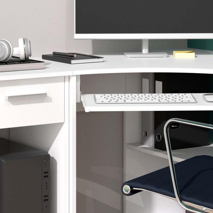 Produktbild Vicco Eckschreibtisch Odin, Weiss, 83 x 76 cm Set mit PC-Schrank