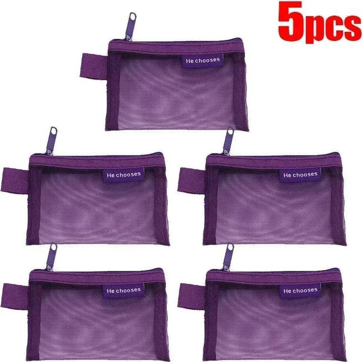 Produktbild Only-Bags.Store 5 Pcs Mini Mesh Lagerung Taschen Multi-farbe Tragbare Mäppchen Halter Münze Kosmetik Schmuck Reise