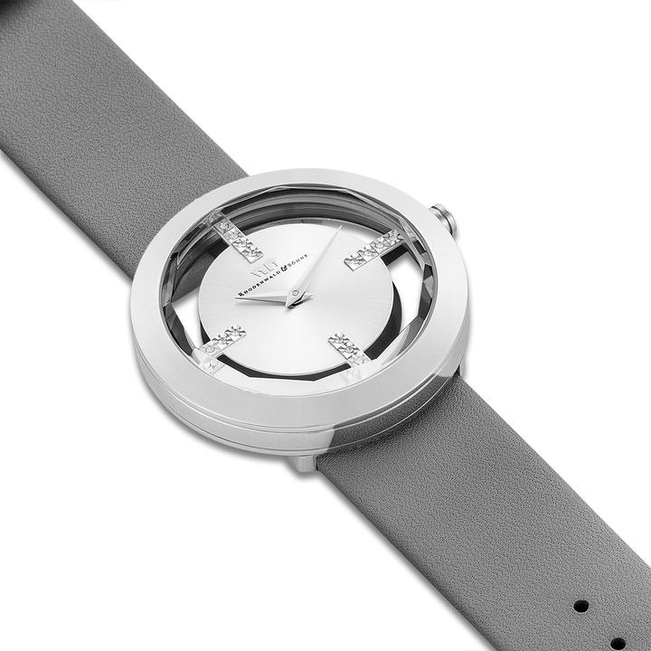 Actual product image Ladies quartz watch Lucrezia genuine leather gray - 5128 (Analogue wristwatch, 42 mm)