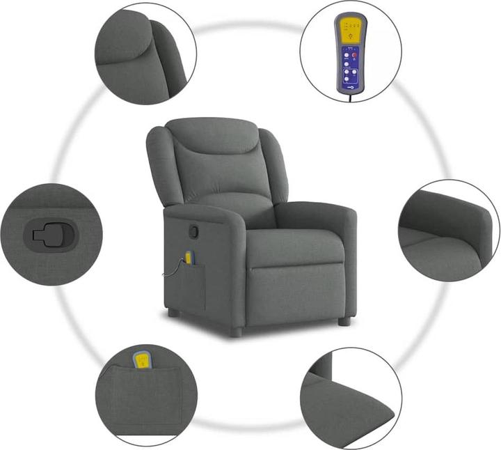 Produktbild VidaXL Massagesessel Dunkelgrau Stoff Massage TV-Sessel