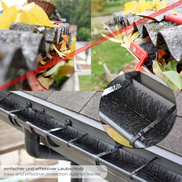 Actual product image Wiltec 12m gutter brush 10x120cm Ø8cm leaf protection marten protection gutter caterpillar