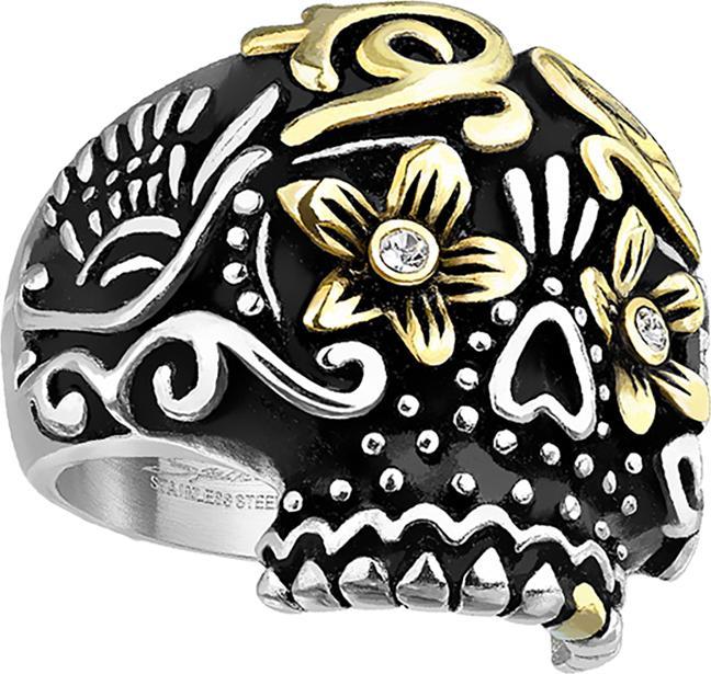 Image du produit Star Piercing Bague argent Jour du crâne de sucre mort (64, Acier)