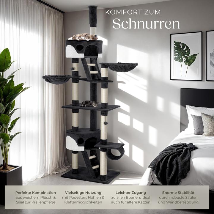 Actual product image tectake Cat Tree Hansi (260 cm, White, Black)