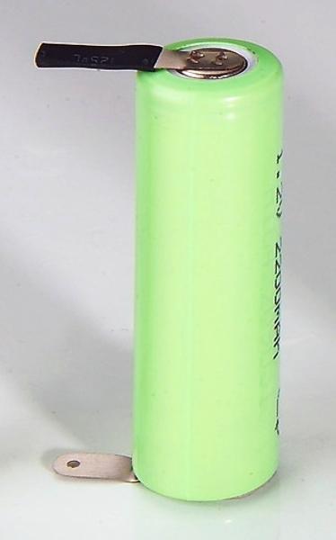 Actual product image NiMH rechargeable battery 2/3 Mignon (AA) with 750mAh and Z-soldering lug in plastic casing (1 pcs., 750 mAh, Rechargeable battery)