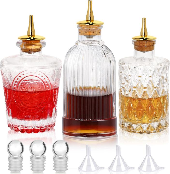 Actual product image Suprobarware Bitters Bottle Set, 3-piece (Dosing spout + pourer)