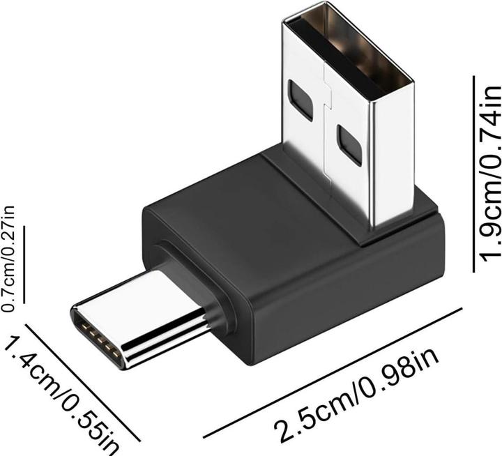 Produktbild PowerGuard USB-A zu USB-C 90 Grad Winkel nach unten Adapter (male/male) (USB 3.1)