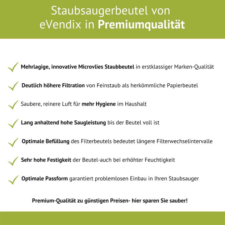 Produktbild eVendix 10 Staubsaugerbeutel kompatibel mit AEG CEPOWER24, 10 Staubbeutel + 1 Mikro-Filter ähnlich Original (10 x)