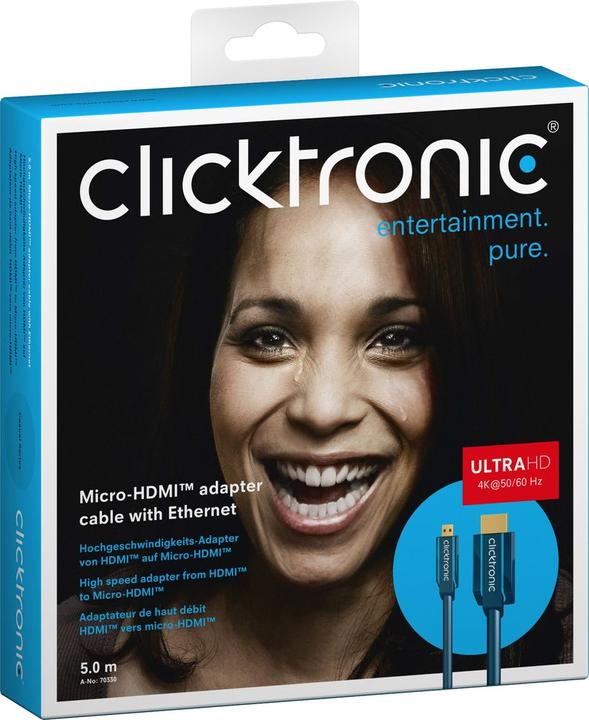 Image du produit clicktronic micro HDMI (Typ D) — HDMI (Typ A) (5 m, HDMI)