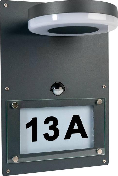 Grafner Edelstahl-Wandlampe mit Hausnummer WL10962
