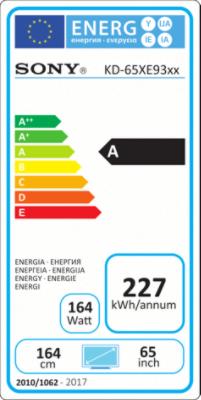 Label énergétique Sony Kd-65xe9305 (65", LCD, 4K, 2017)