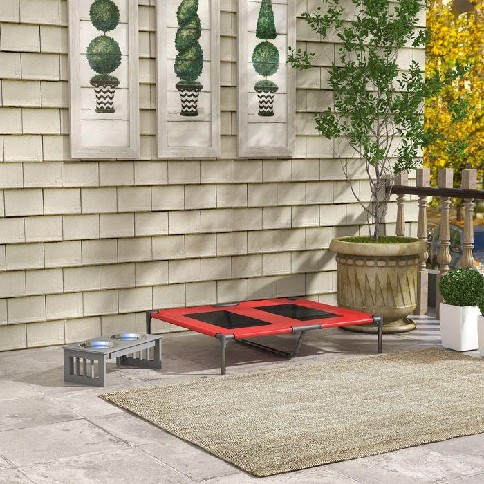 Actual product image Swisshandel24 Dog bed, dog lounger, robust, raised & weatherproof, up to 50 kg, 92x76x18cm, red (Dog)