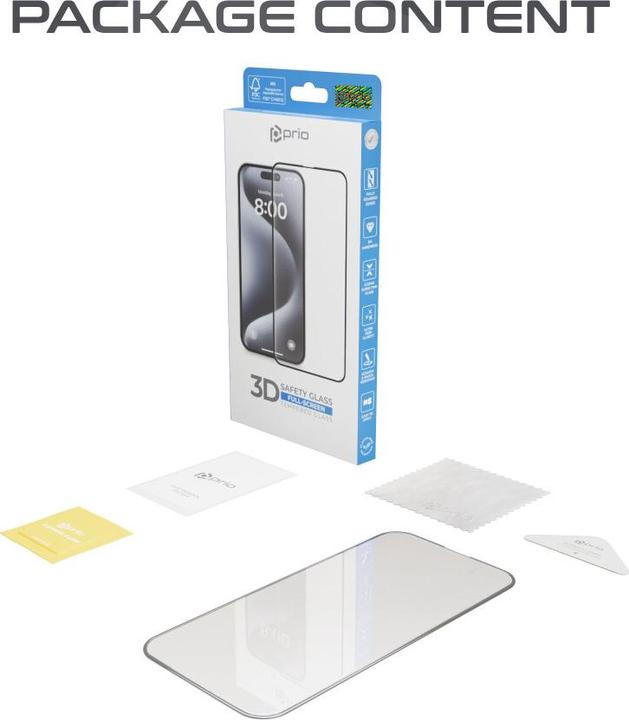 Image du produit prio Protection d'écran en verre blindé 3D (1 pièce(s), Apple iPhone 16e)